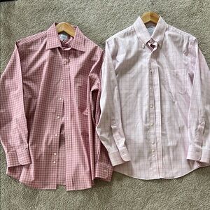 Brooks Brothers Pink White red blue Checkered Dress Shirts button shirts cotton